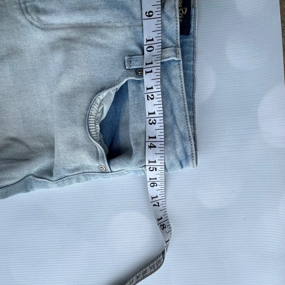 Indigo Rein Light Wash High Rise Distressed Wide Leg Jeans Size 11/29 Frayed Hem